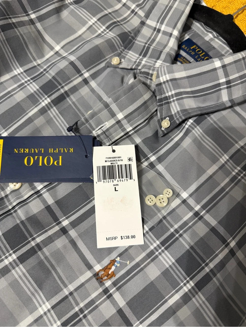 Polo by Ralph Lauren Black and Gray Plaid Button-Down Shirt